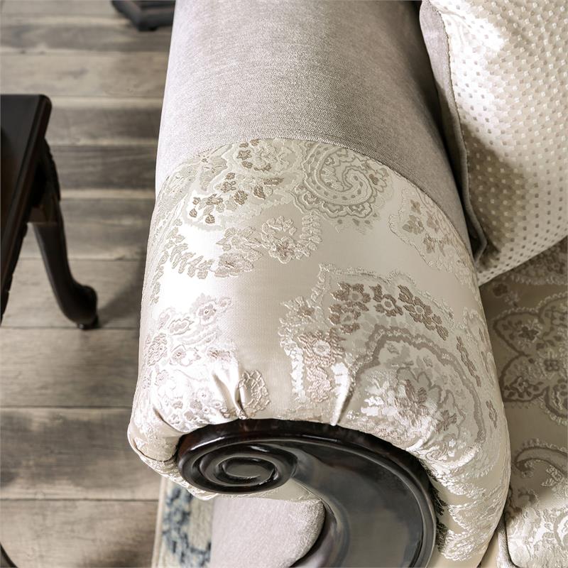Bowery Hill Traditional Soft Texture Chenille Upholstered Sofa in Ivory