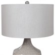 Bowery Hill Farmhouse Ceramic and Fabric Table Lamp in Light Gray