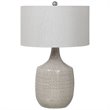 Bowery Hill Farmhouse Ceramic and Fabric Table Lamp in Light Gray