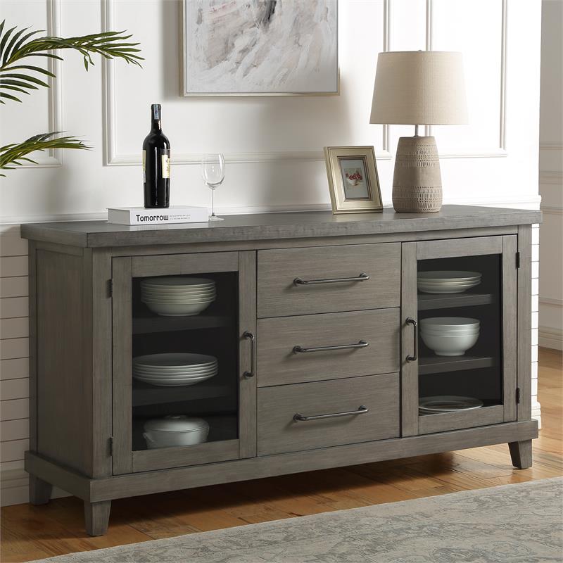 Bowery Hill Modern / Contemporary Washed Gray Wood 3-Drawer Server