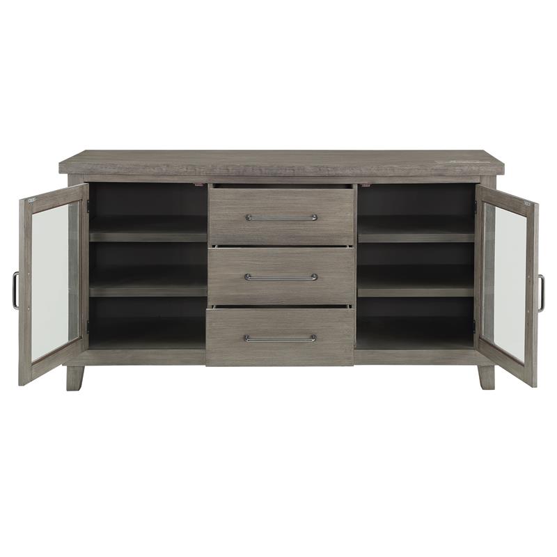 Bowery Hill Modern / Contemporary Washed Gray Wood 3-Drawer Server