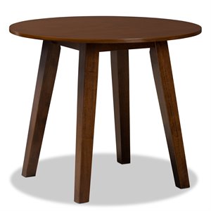Bowery Hill Walnut Finished 35-Inch-Wide Round Wood Dining Table