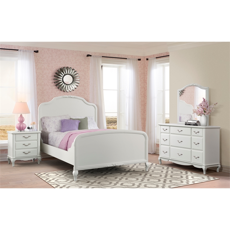 Bowery Hill Modern / Contemporary Twin Panel Bed in White Finish