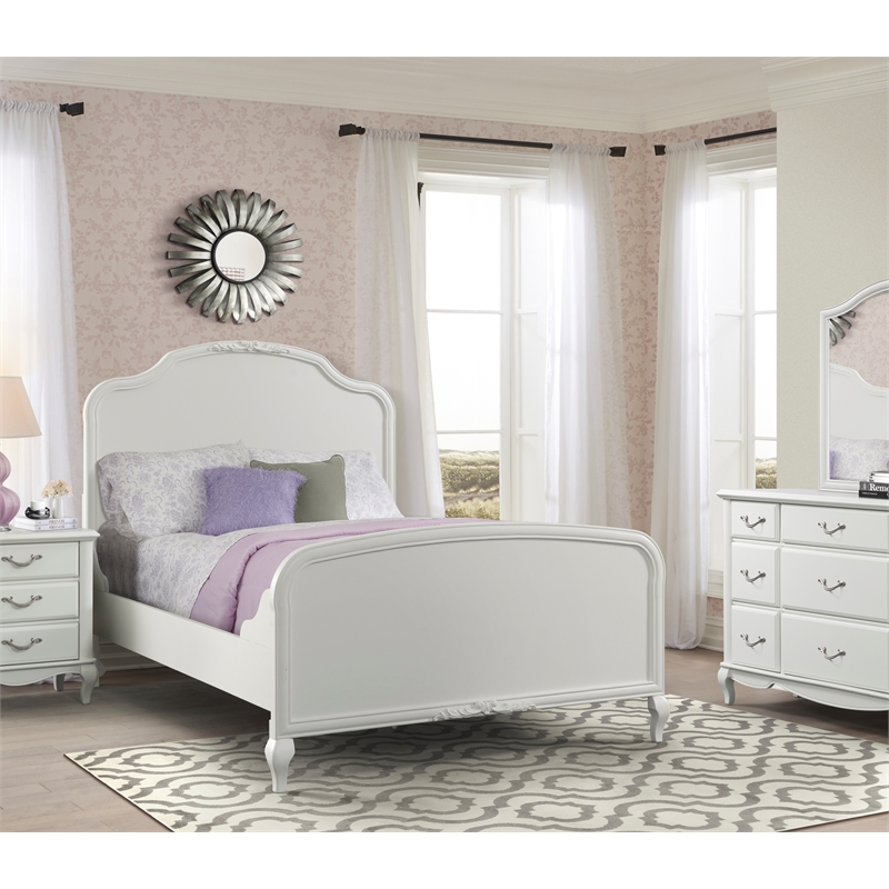 Bowery Hill Modern / Contemporary Twin Panel Bed in White Finish