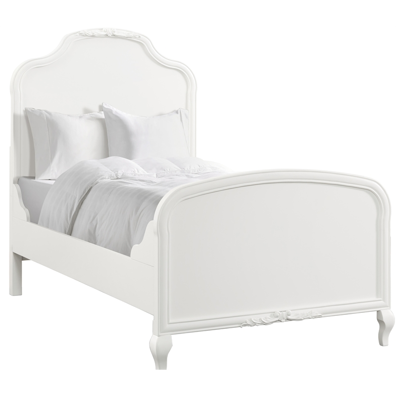 Bowery Hill Modern / Contemporary Twin Panel Bed in White Finish