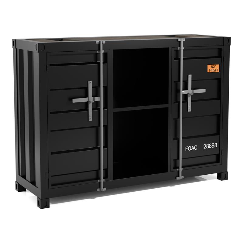 Bowery Hill Modern Metal 6-Shelf Console Table in Sand Black