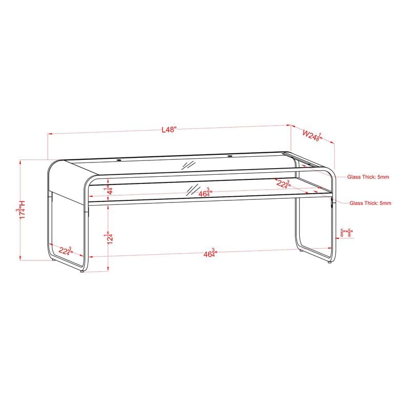 Bowery Hill Modern / Contemporary Glass Top Coffee Table in Gold