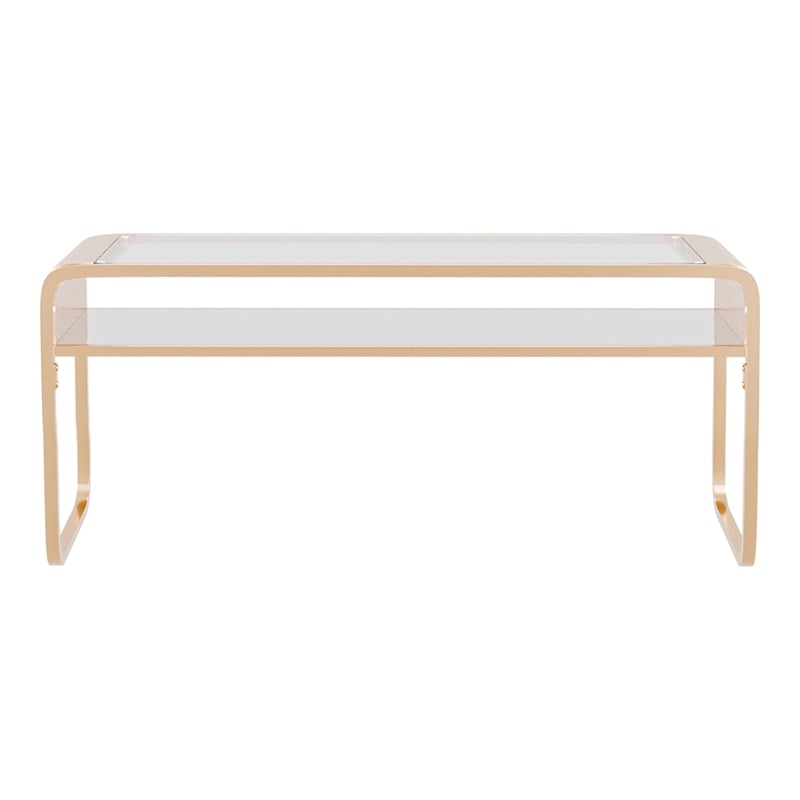 Bowery Hill Modern / Contemporary Glass Top Coffee Table in Gold