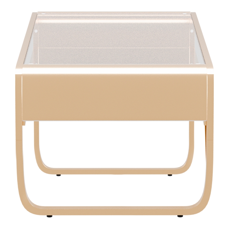 Bowery Hill Modern / Contemporary Glass Top Coffee Table in Gold