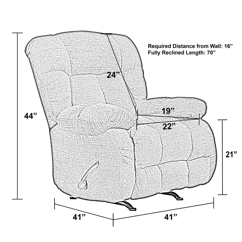 Bowery Hill Rocker Recliner in Slate Gray Polyester Chenile Fabric