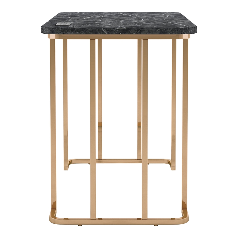 Bowery Hill Contemporary Metal Writing Desk with USB in Black
