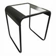 Bowery Hill Modern Glass Top 2-Piece Nesting Table Set in Black