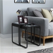 Bowery Hill Modern Glass Top 2-Piece Nesting Table Set in Black