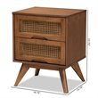 Bowery Hill Brown Finished Wood and Synthetic Rattan 2-Drawer Nightstand