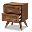 Bowery Hill Brown Finished Wood and Synthetic Rattan 2-Drawer Nightstand