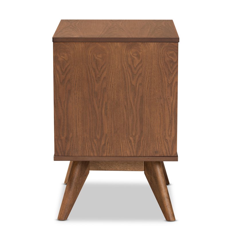 Bowery Hill Brown Finished Wood and Synthetic Rattan 2-Drawer Nightstand