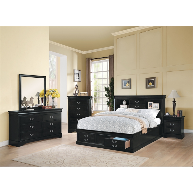Bowery Hill Modern / Contemporary Wooden 6-Drawer Dresser in Black