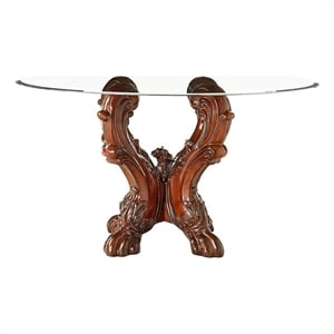 Bowery Hill Glass Cherry Round Dining Table Single Pedestal 54&quot