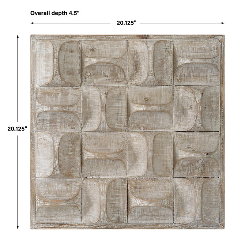 Bowery Hill Contemporary Fir Wood and MDF Wall Decor in Natural and Ivory