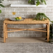 Bowery Hill Modern Bohemian Natural Brown Rattan Accent Bench