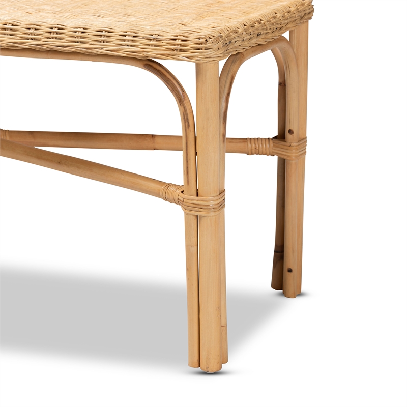 Bowery Hill Modern Bohemian Natural Brown Rattan Accent Bench