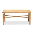 Bowery Hill Modern Bohemian Natural Brown Rattan Accent Bench