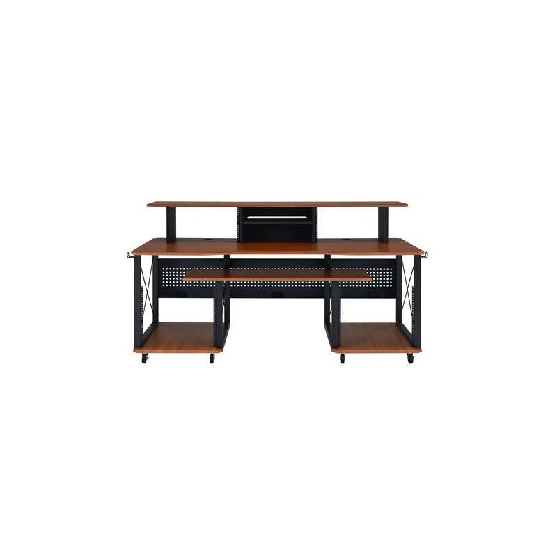 Bowery Hill Metal Cherry Music Desk Rectangular Cord Management 72