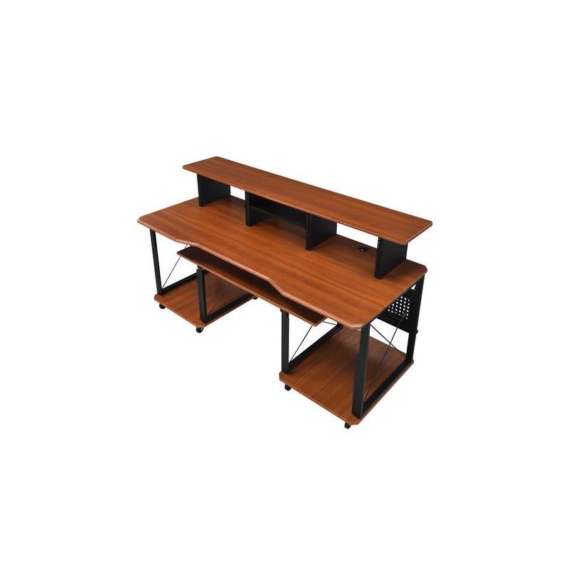 Bowery Hill Metal Cherry Music Desk Rectangular Cord Management 72