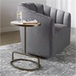 Bowery Hill Transitional Marble and Metal Accent Table in White