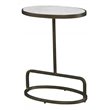 Bowery Hill Transitional Marble and Metal Accent Table in White