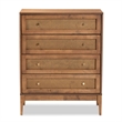 Bowery Hill Ash Walnut Finished Wood and Rattan 4-Drawer Chest