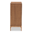 Bowery Hill Ash Walnut Finished Wood and Rattan 4-Drawer Chest