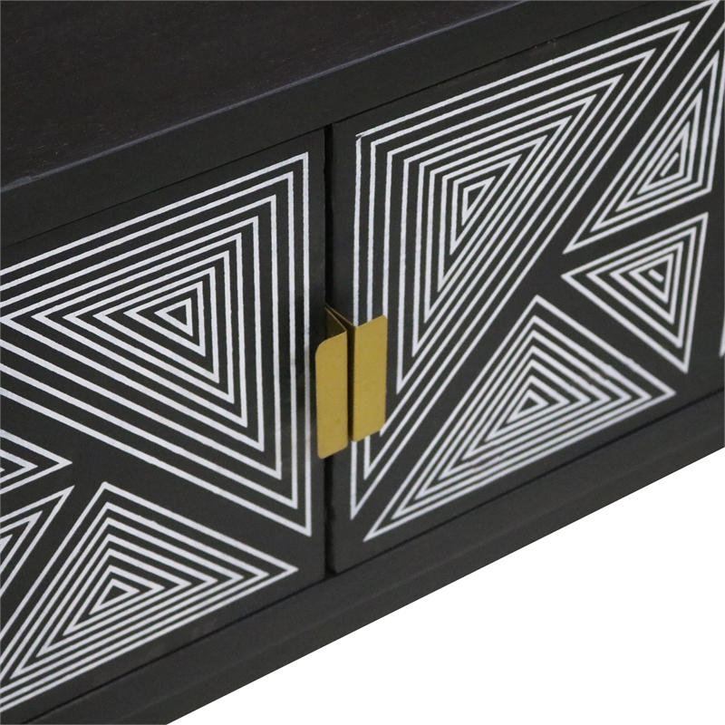 Bowery Hill Contemporary Solid Wood 2-Door TV Stand in Black