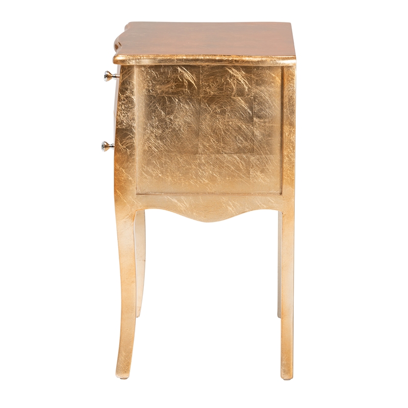 Bowery Hill Contemporary Gold Finished Wood 2-Drawer End Table