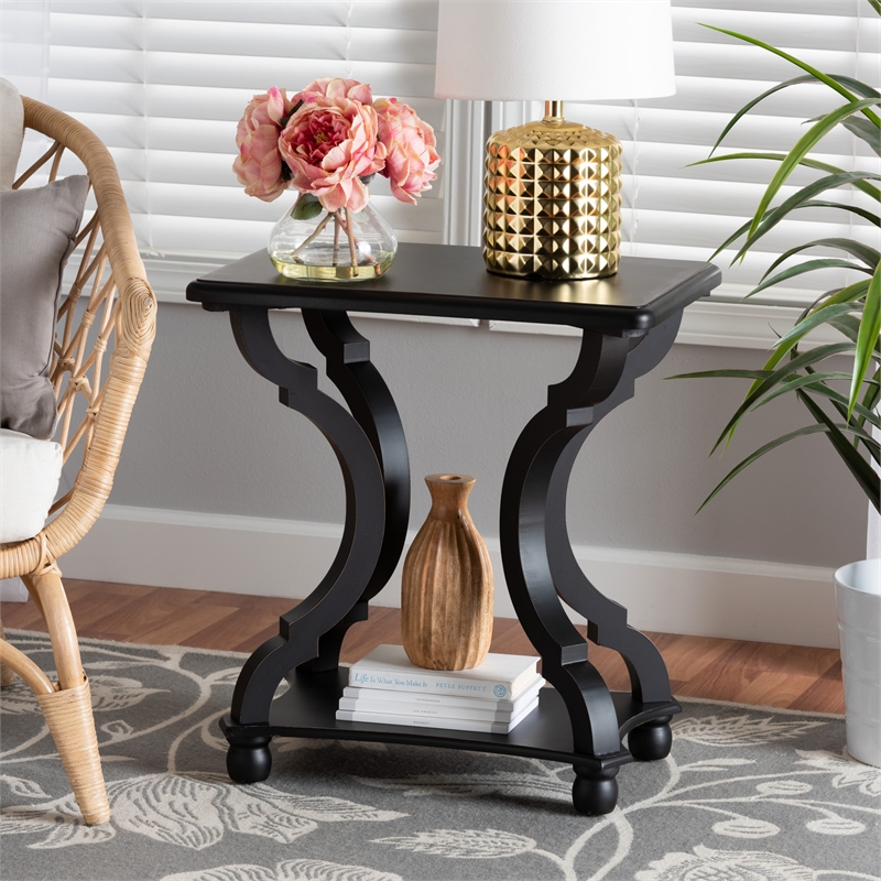 Bowery Hill Classic and Traditional Wood End Table in Black Finish