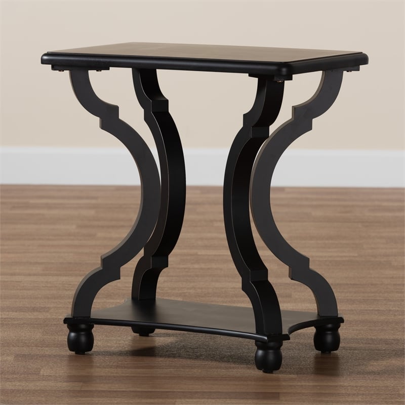 Bowery Hill Classic and Traditional Wood End Table in Black Finish