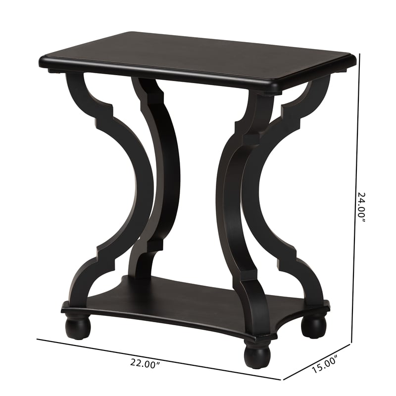 Bowery Hill Classic and Traditional Wood End Table in Black Finish