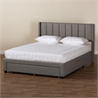 Bowery Hill Grey Fabric Full Size 3-Drawer Storage Platform Bed