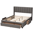 Bowery Hill Grey Fabric Full Size 3-Drawer Storage Platform Bed