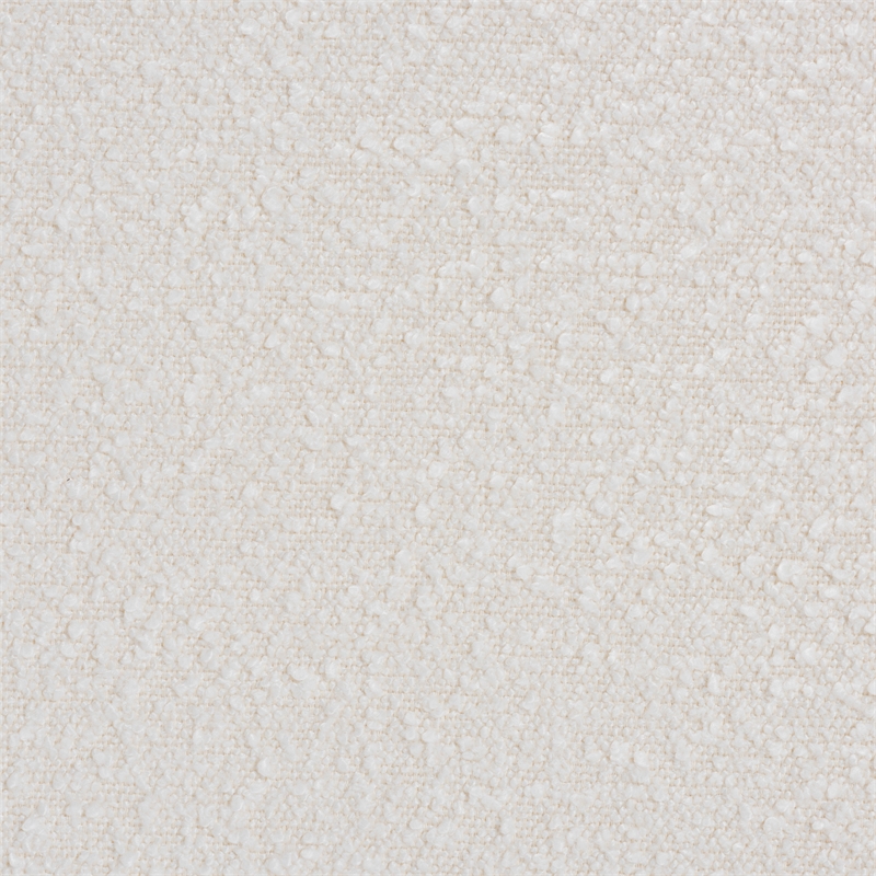 Bowery Hill White Boucle Upholstered and Brown Wood Ottoman Footstool