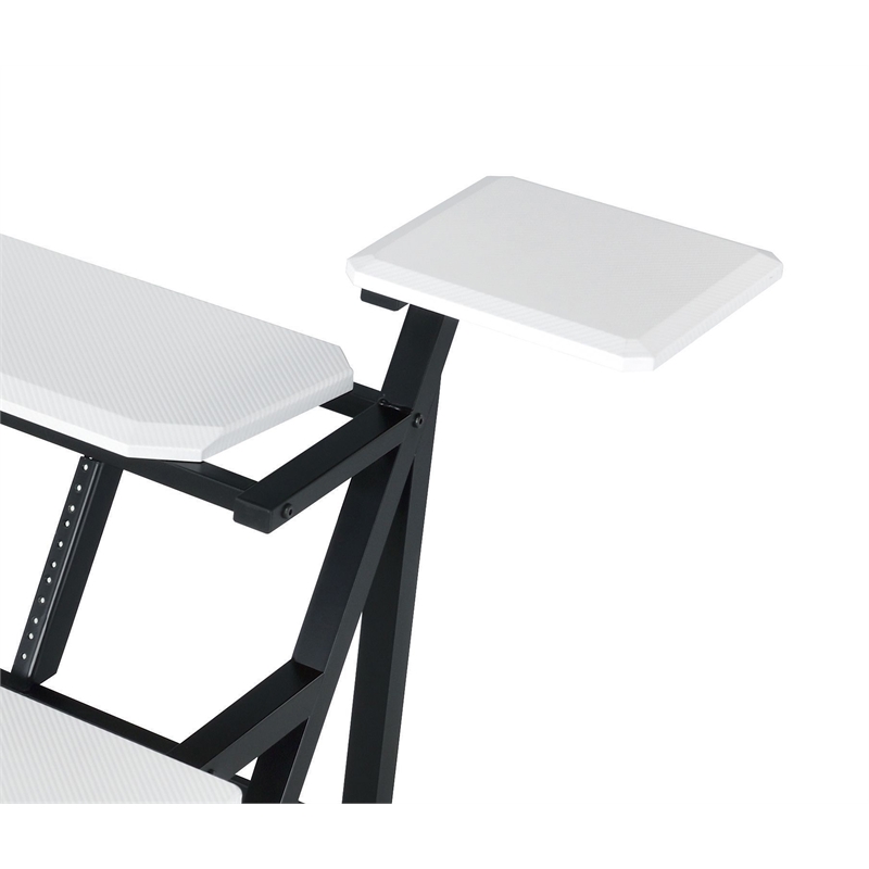 Bowery Hill Rectangular Wooden and Metal Frame Music Desk in White and Black