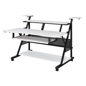 Bowery Hill Rectangular Wooden and Metal Frame Music Desk in White and Black