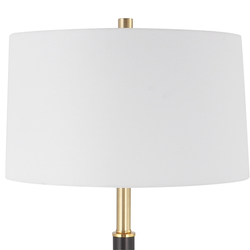 Bowery Hill 1-Light Contemporary Metal Floor Lamp in Black/Gold