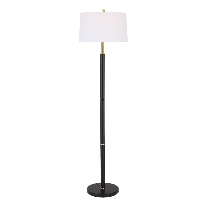 Bowery Hill 1-Light Contemporary Metal Floor Lamp in Black/Gold