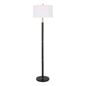 Bowery Hill 1-Light Contemporary Metal Floor Lamp in Black/Gold