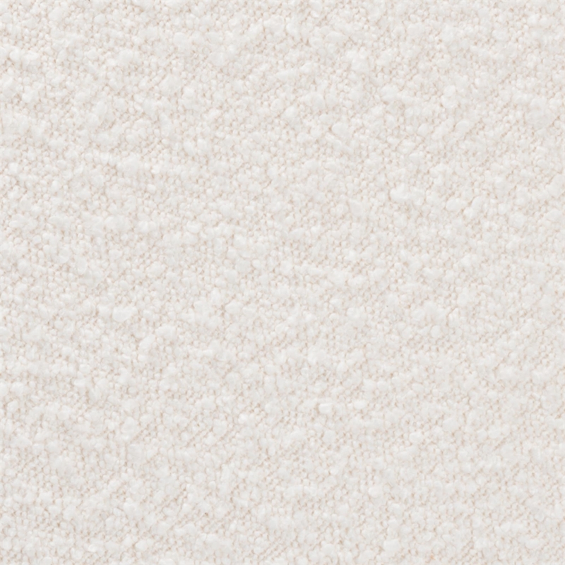 Bowery Hill Cream Boucle Fabric and Walnut Brown Wood Ottoman Footstool