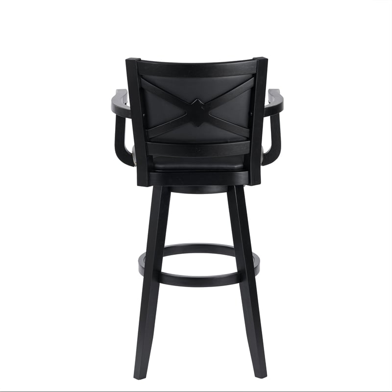Bowery Hill Faux Leather Black Swivel Stool Round 27.75