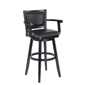 Bowery Hill Faux Leather Black Swivel Stool Round 27.75&quotW x 27.75&quotD x 49.5&quotH Assembled