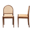Bowery Hill Natural Rattan and Acacia Wood 2-Piece Dining Chair Set