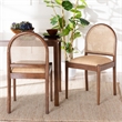 Bowery Hill Natural Rattan and Acacia Wood 2-Piece Dining Chair Set